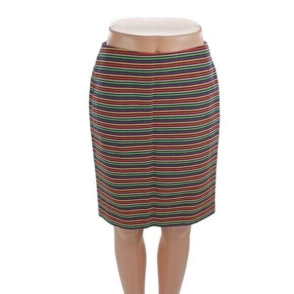 Talbots Skirt Womens Size 2P Multi-Color Striped Pencil Skirt Stretch Straight - Picture 1 of 7